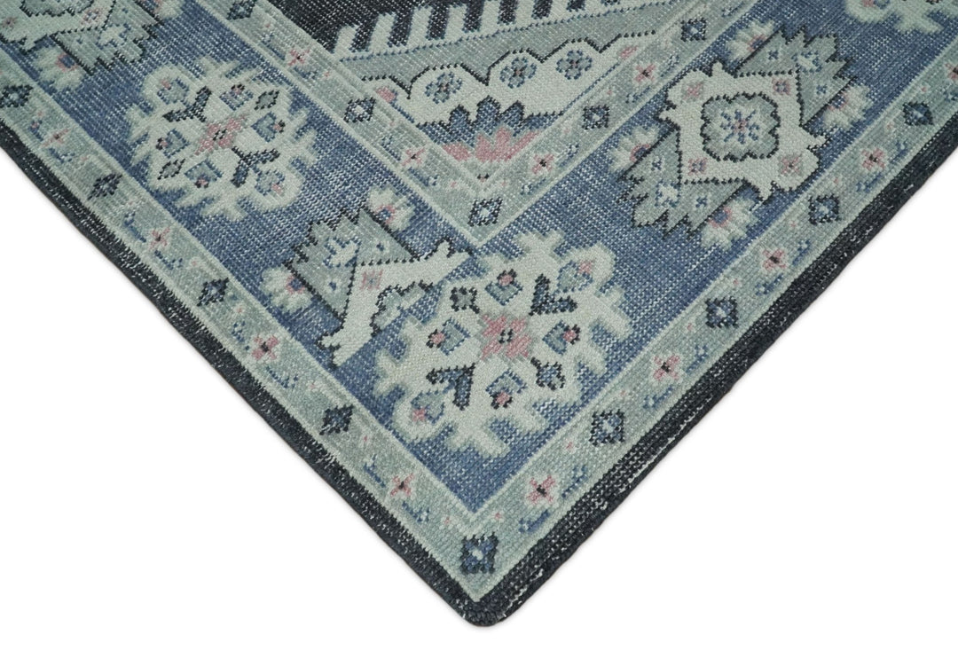 Hand knotted 8x10 Persian Blue and Silver Wool Area Rug | TRD37291810 - The Rug Decor