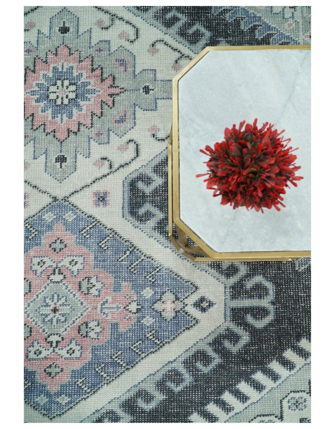 Hand knotted 8x10 Persian Blue and Silver Wool Area Rug | TRD37291810 - The Rug Decor