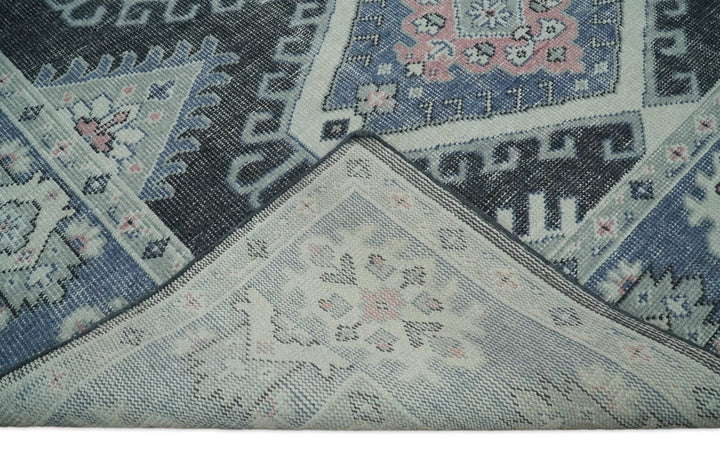 Hand knotted 8x10 Persian Blue and Silver Wool Area Rug | TRD37291810 - The Rug Decor