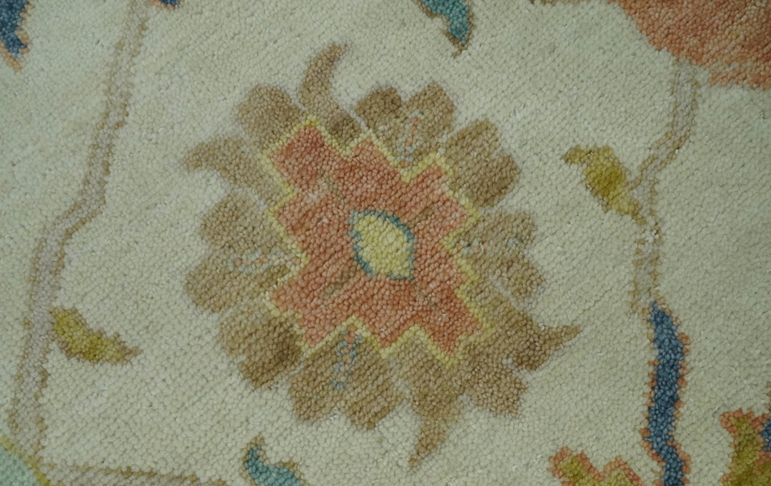 Hand Knotted 9x12 Ivory and Blue Traditional Vintage Persian Style Wool Rug | TRDCP812912 - The Rug Decor