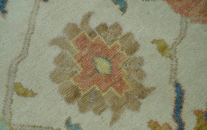 Hand Knotted 9x12 Ivory and Blue Traditional Vintage Persian Style Wool Rug | TRDCP812912 - The Rug Decor