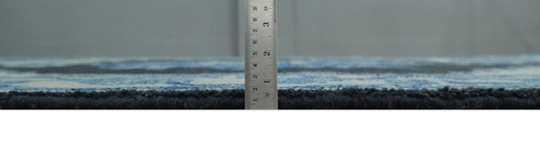 Hand Knotted Antique 6x9, 8x10, 9x12, 10x14 and 12x15 Blue, Black and Ivory Traditional Heriz Serapi Wool Rug | TRDCP822 - The Rug Decor