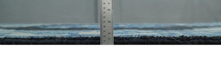 Hand Knotted Antique 6x9, 8x10, 9x12, 10x14 and 12x15 Blue, Black and Ivory Traditional Heriz Serapi Wool Rug | TRDCP822 - The Rug Decor