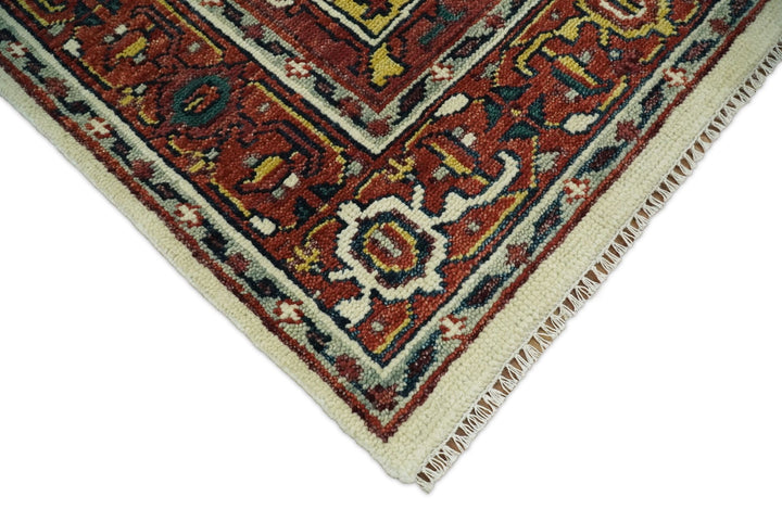 Hand Knotted Antique 8x10 Ivory and Rust Traditional Persian Area Rug | TRDCP89810 - The Rug Decor