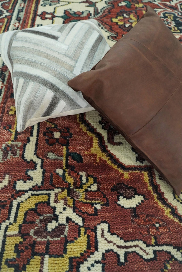 Hand Knotted Antique 8x10 Ivory and Rust Traditional Persian Area Rug | TRDCP89810 - The Rug Decor