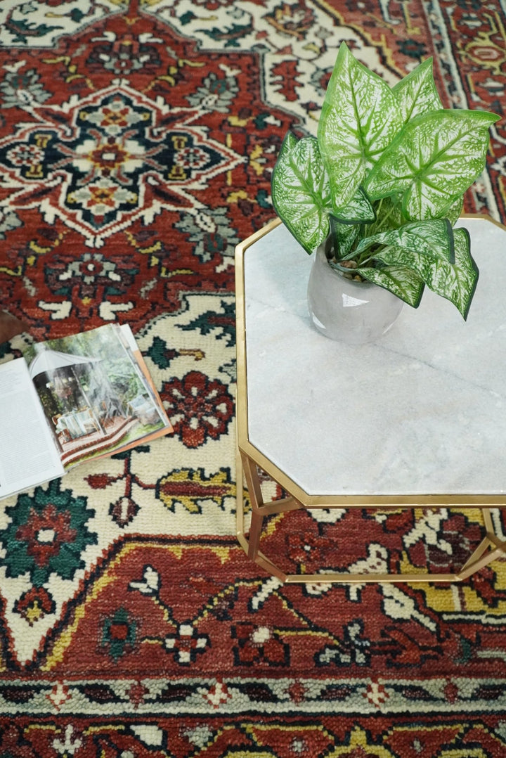 Hand Knotted Antique 8x10 Ivory and Rust Traditional Persian Area Rug | TRDCP89810 - The Rug Decor