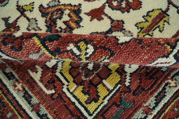 Hand Knotted Antique 8x10 Ivory and Rust Traditional Persian Area Rug | TRDCP89810 - The Rug Decor