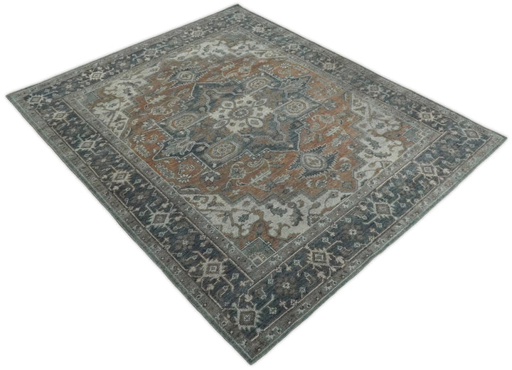 Hand Knotted Antique 8x10 Rust and Black Traditional Persian Area Rug | TRD2398 - The Rug Decor
