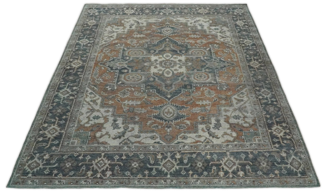 Hand Knotted Antique 8x10 Rust and Black Traditional Persian Area Rug | TRD2398 - The Rug Decor