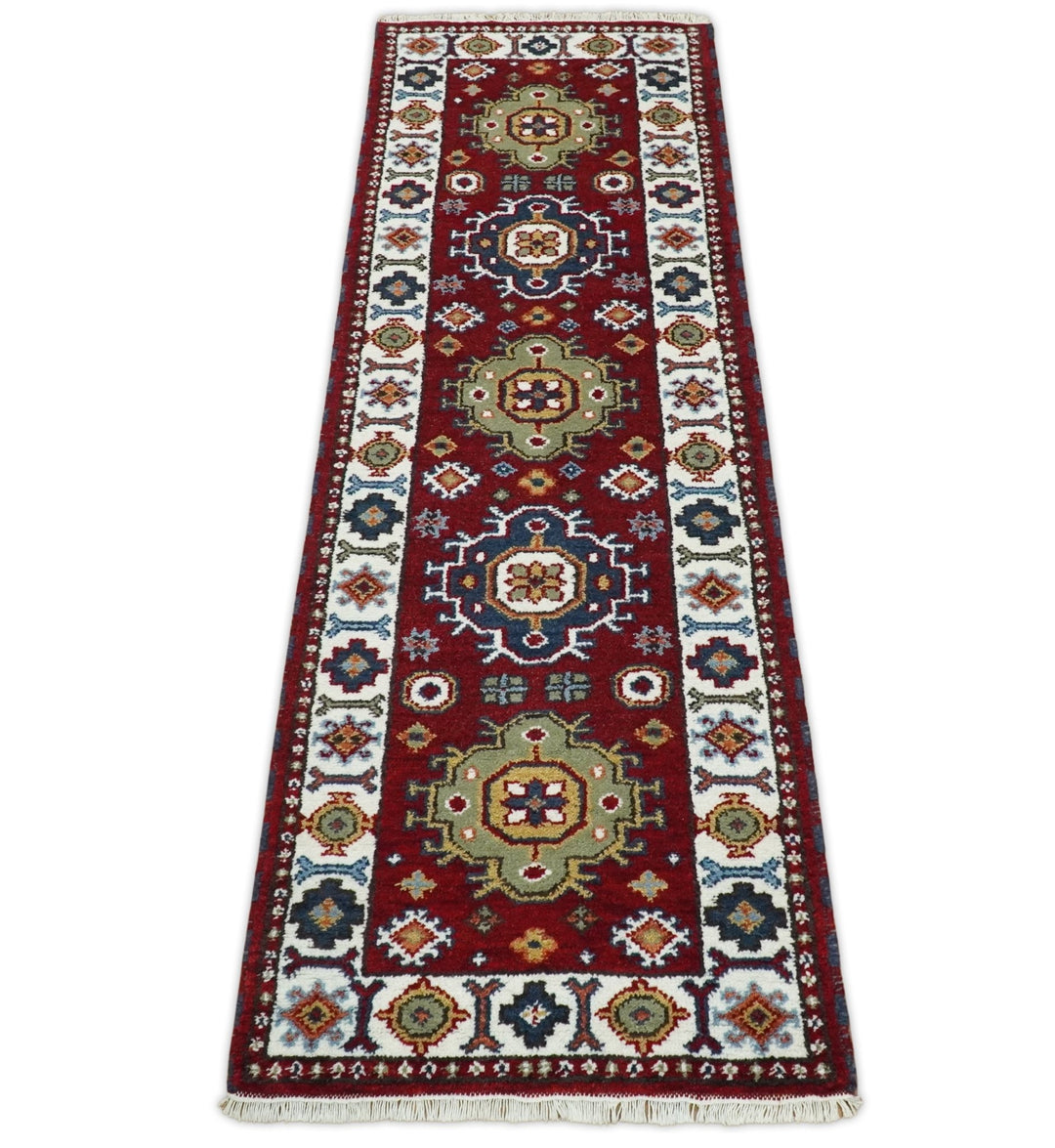 Hand Knotted Antique Kazak Runner Rust and Ivory Traditional Tribal Armenian Rug | KZA7 - The Rug Decor