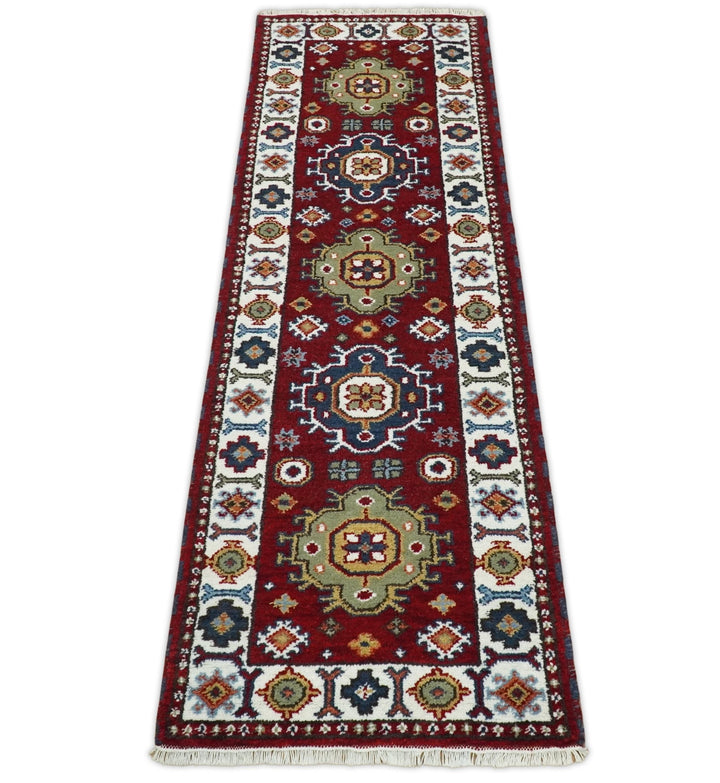 Hand Knotted Antique Kazak Runner Rust and Ivory Traditional Tribal Armenian Rug | KZA7 - The Rug Decor
