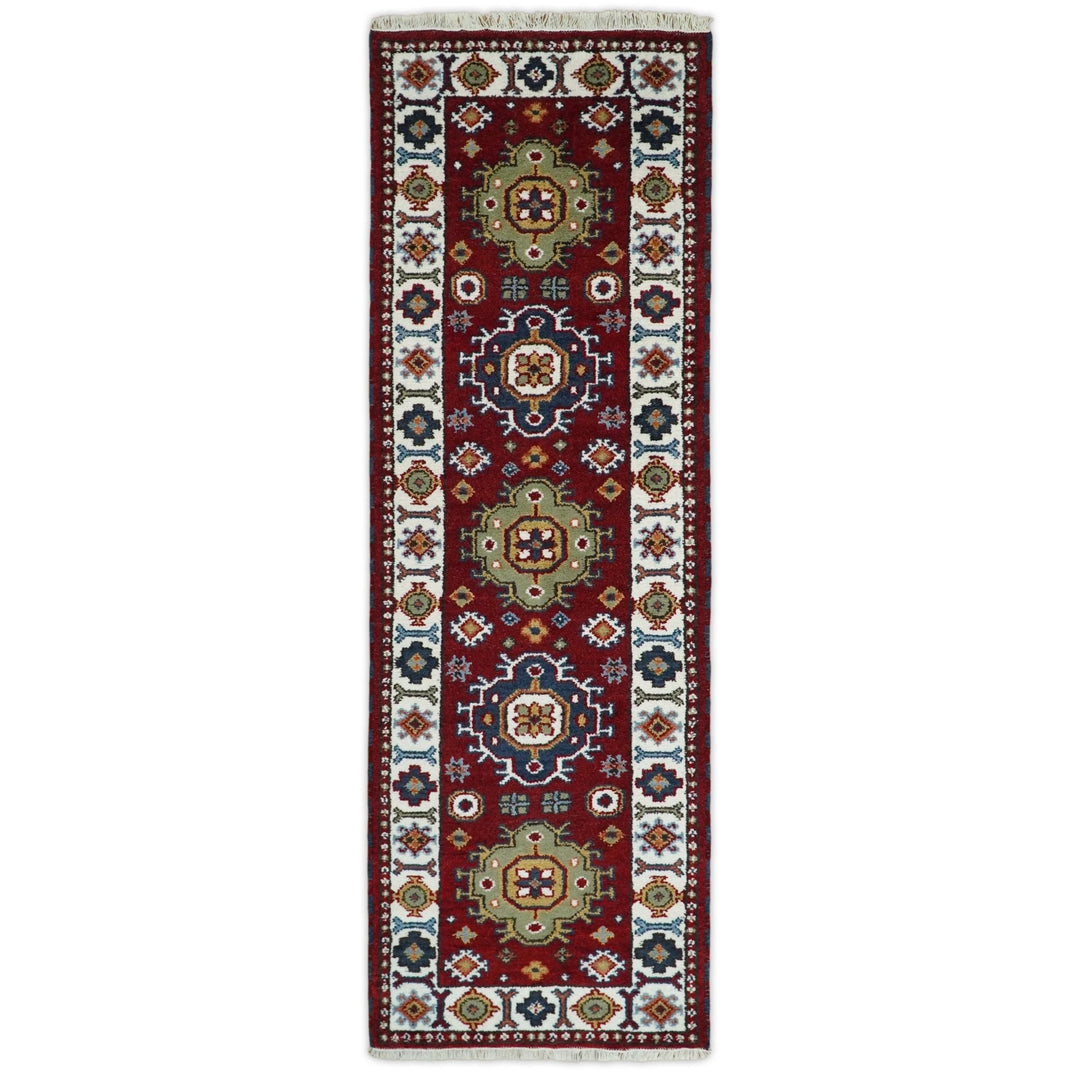 Hand Knotted Antique Kazak Runner Rust and Ivory Traditional Tribal Armenian Rug | KZA7 - The Rug Decor