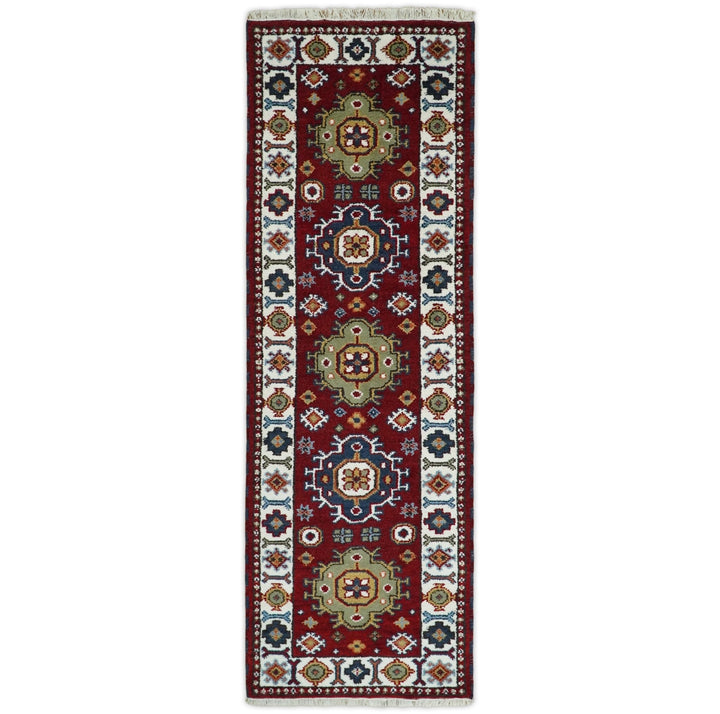 Hand Knotted Antique Kazak Runner Rust and Ivory Traditional Tribal Armenian Rug | KZA7 - The Rug Decor