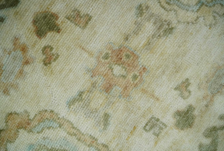 Hand Knotted Antique Style Beige and Silver 8x10 Oushak Wool Area Rug - The Rug Decor