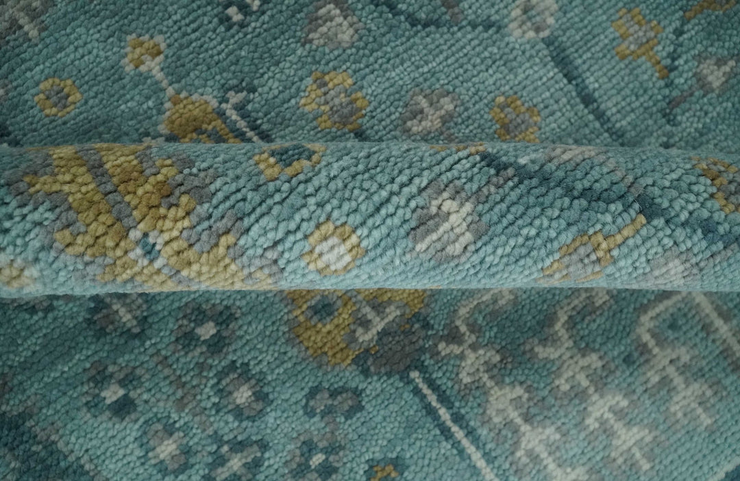 Hand Knotted Aqua and Beige Multi Size Traditional Turkish Tree of Life Wool Rug - The Rug Decor