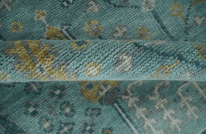 Hand Knotted Aqua and Beige Multi Size Traditional Turkish Tree of Life Wool Rug - The Rug Decor