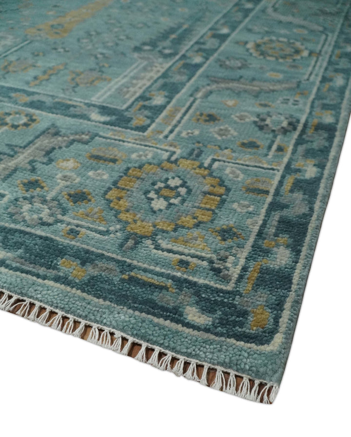 Hand Knotted Aqua and Beige Multi Size Traditional Turkish Tree of Life Wool Rug - The Rug Decor