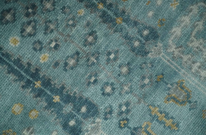 Hand Knotted Aqua and Beige Multi Size Traditional Turkish Tree of Life Wool Rug - The Rug Decor