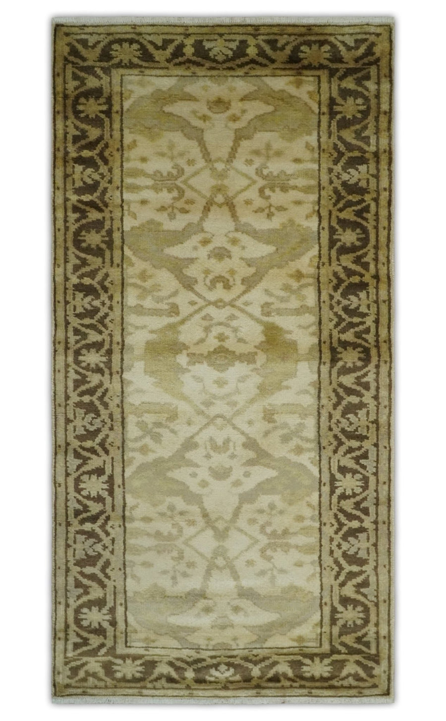 Hand Knotted Beige and Brown Heriz Serapi Traditional Oushak Wool Rug | N349266 - The Rug Decor