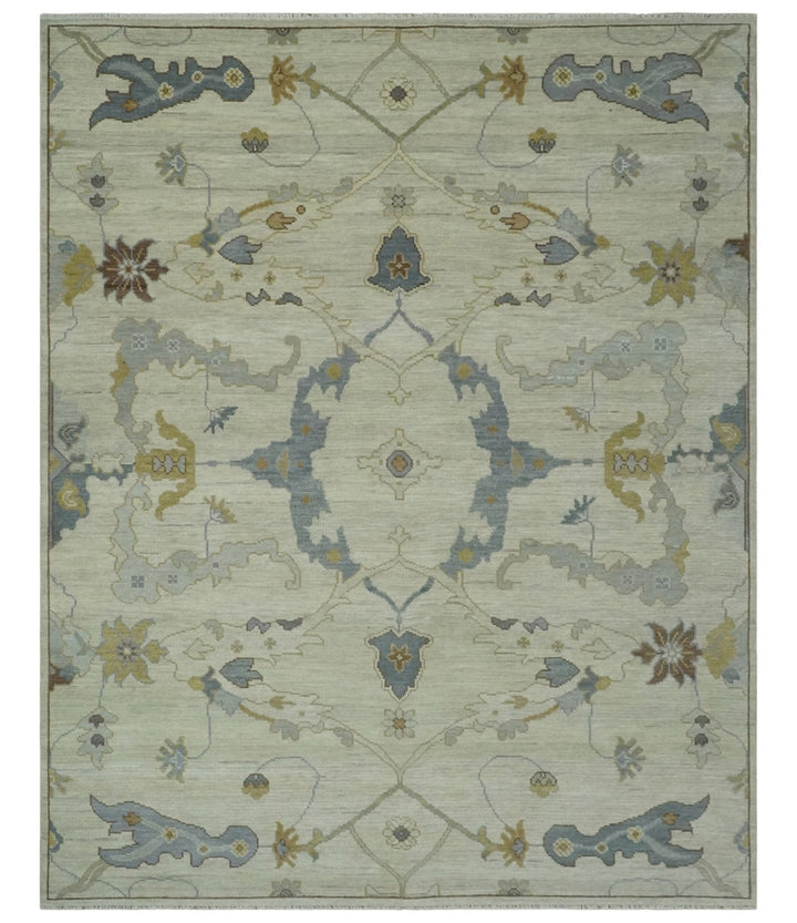 Hand Knotted Beige and Charcoal Oriental Multi Size Oushak Wool Area Rug - The Rug Decor