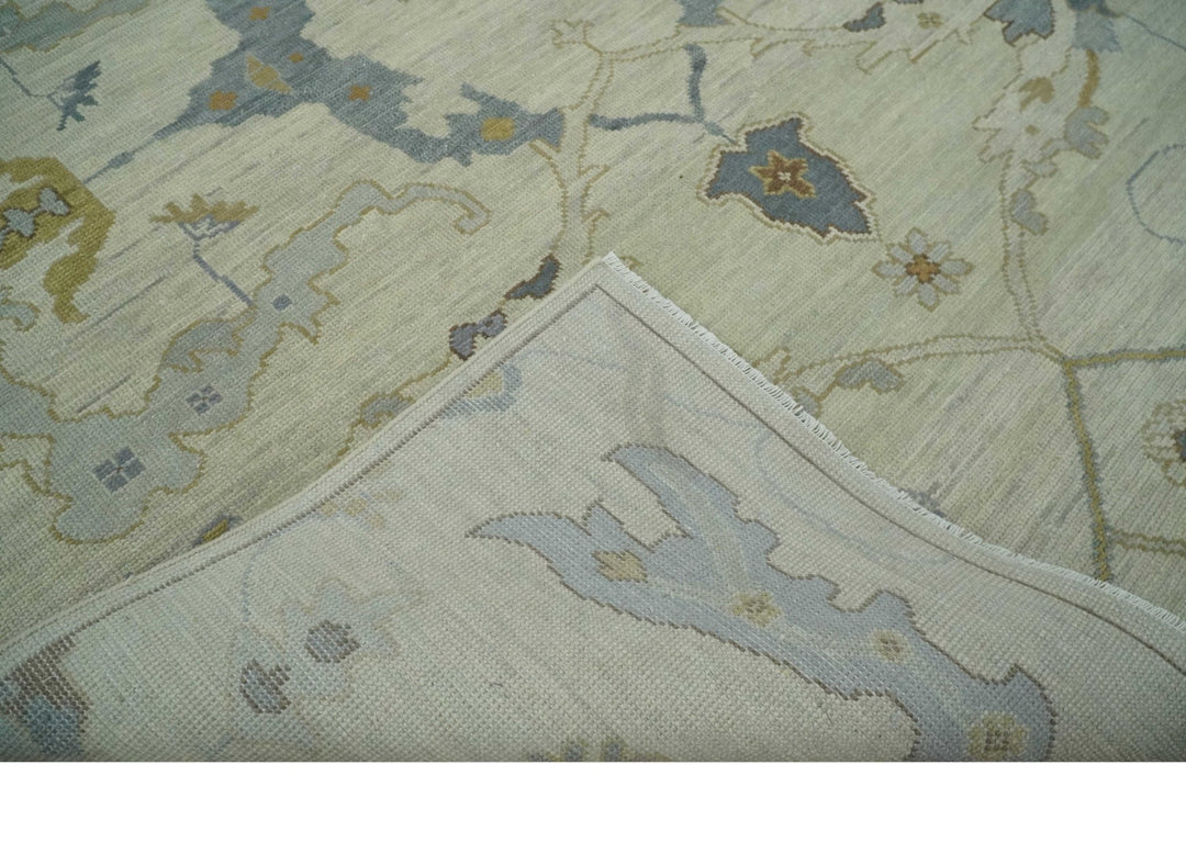 Hand Knotted Beige and Charcoal Oriental Multi Size Oushak Wool Area Rug - The Rug Decor