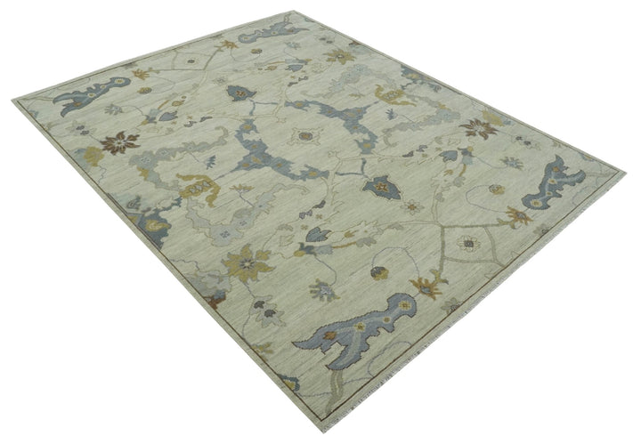 Hand Knotted Beige and Charcoal Oriental Multi Size Oushak Wool Area Rug - The Rug Decor