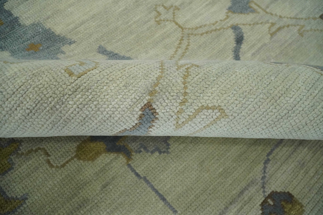 Hand Knotted Beige and Charcoal Oriental Multi Size Oushak Wool Area Rug - The Rug Decor