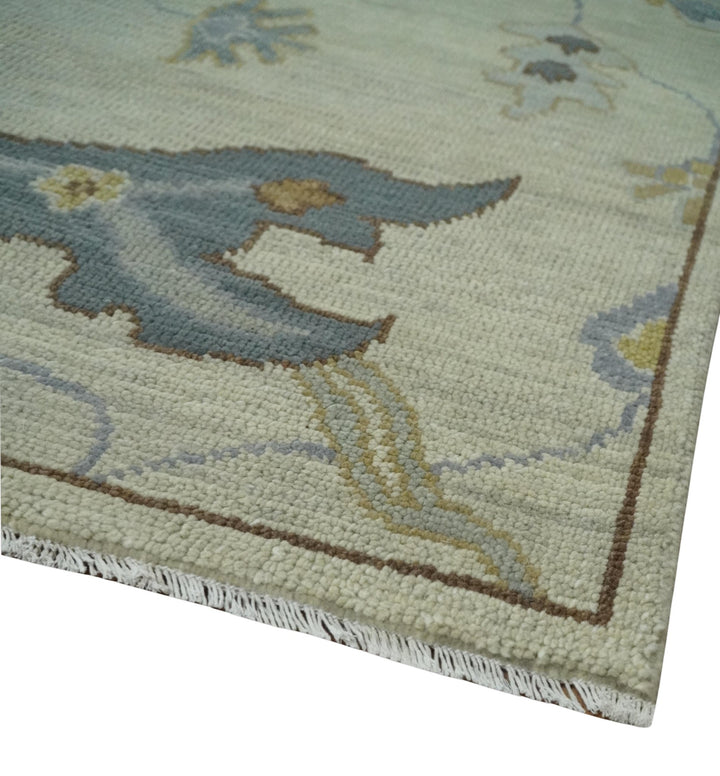 Hand Knotted Beige and Charcoal Oriental Multi Size Oushak Wool Area Rug - The Rug Decor