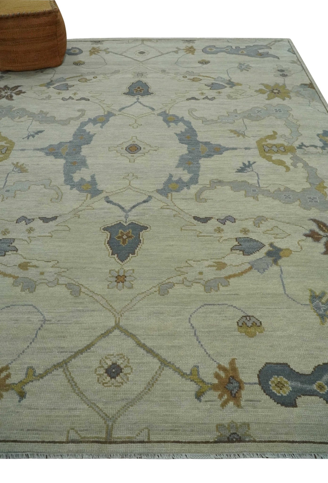 Hand Knotted Beige and Charcoal Oriental Multi Size Oushak Wool Area Rug - The Rug Decor