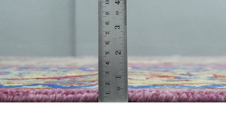 Hand Knotted Beige, Gold and Purple Traditional 9x12 Wool Area Rug - The Rug Decor