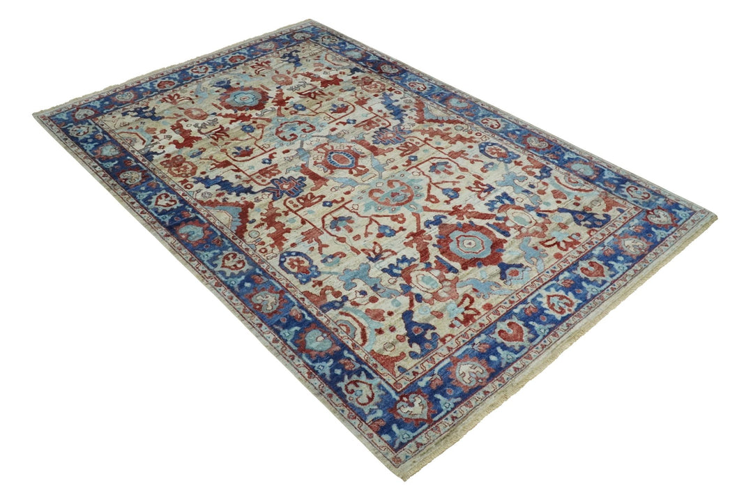 Hand Knotted Blue and Ivory Antique Persian Vintage Texture Wool Rug, 5x8, 6x9, 8x10 and 9x12 Living Room Rug | TRD2555 - The Rug Decor