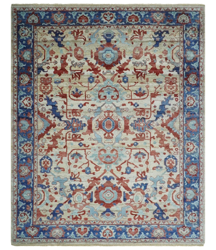 Hand Knotted Blue and Ivory Antique Persian Vintage Texture Wool Rug, 5x8, 6x9, 8x10 and 9x12 Living Room Rug | TRD2555 - The Rug Decor