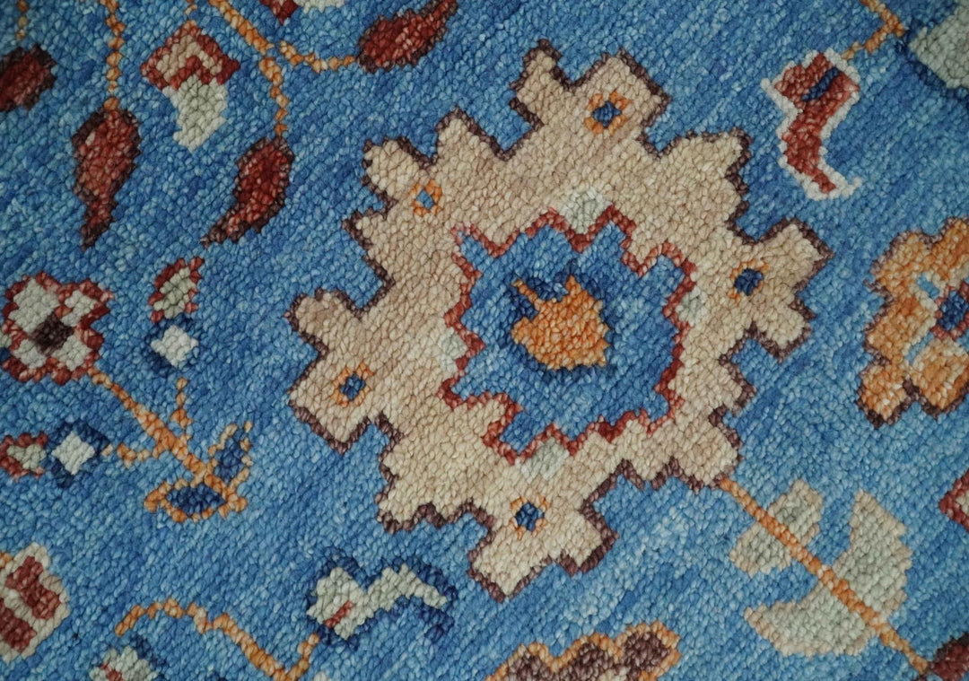 Hand Knotted Blue and Ivory Traditional Persian Turkish Oushak Wool Rug, 6x9, 8x10, 9x12, 10x14 and 12x15 | TRD2741 - The Rug Decor