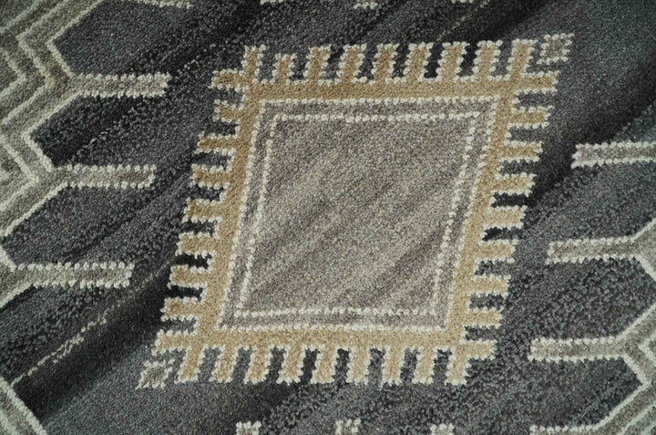 Hand Knotted Charcoal, Ivory and Beige Traditional Heriz Serapi Wool Area Rug, Kids, Living Room and Bedroom Rug | MEHK13 - The Rug Decor