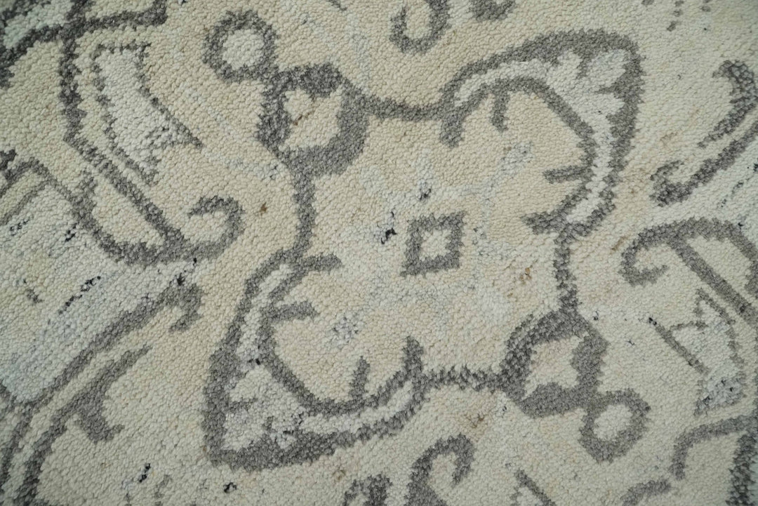 Hand Knotted Earthy Neutral Serapi Wool Rug, Charcoal, Beige and Ivory - The Rug Decor