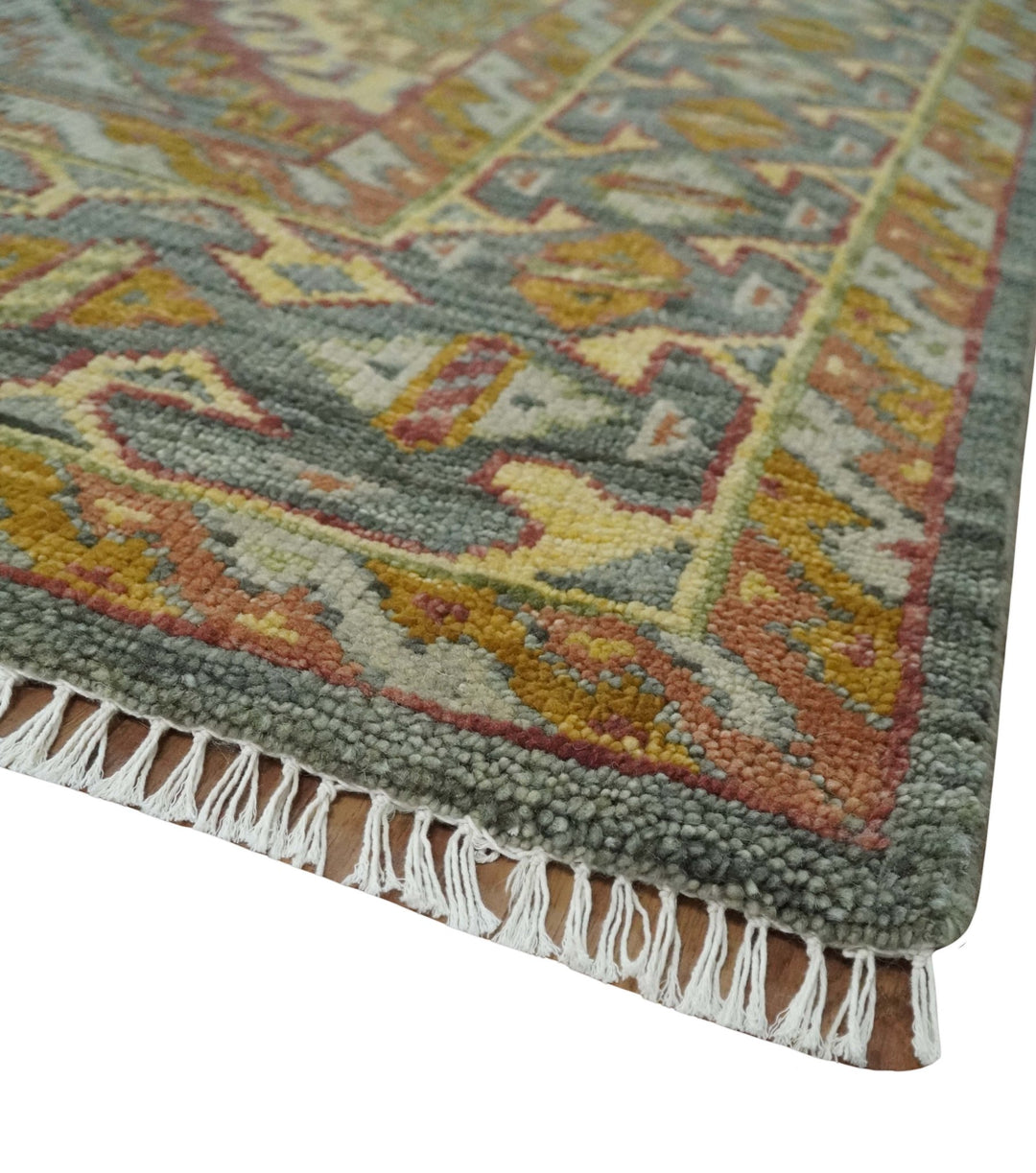 Hand Knotted Gold and Charcoal 8x10 Oriental Traditional Wool Area Rug - The Rug Decor