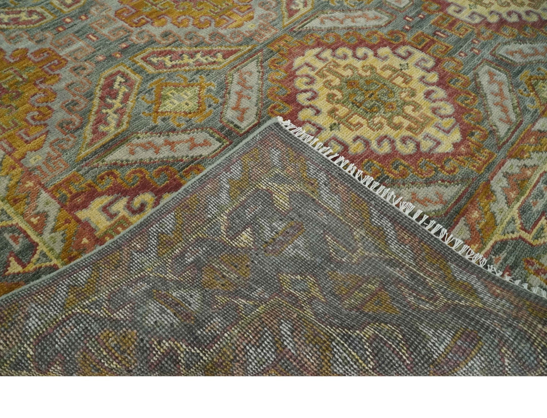 Hand Knotted Gold and Charcoal 8x10 Oriental Traditional Wool Area Rug - The Rug Decor