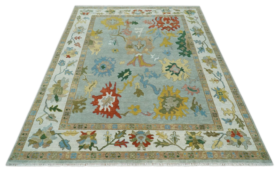 Hand Knotted Gray and Ivory Persian Turkish Oushak Wool Rug, 6x9, 8x10, 9x12, 10x14 and 12x15 | TRDCP1043 - The Rug Decor
