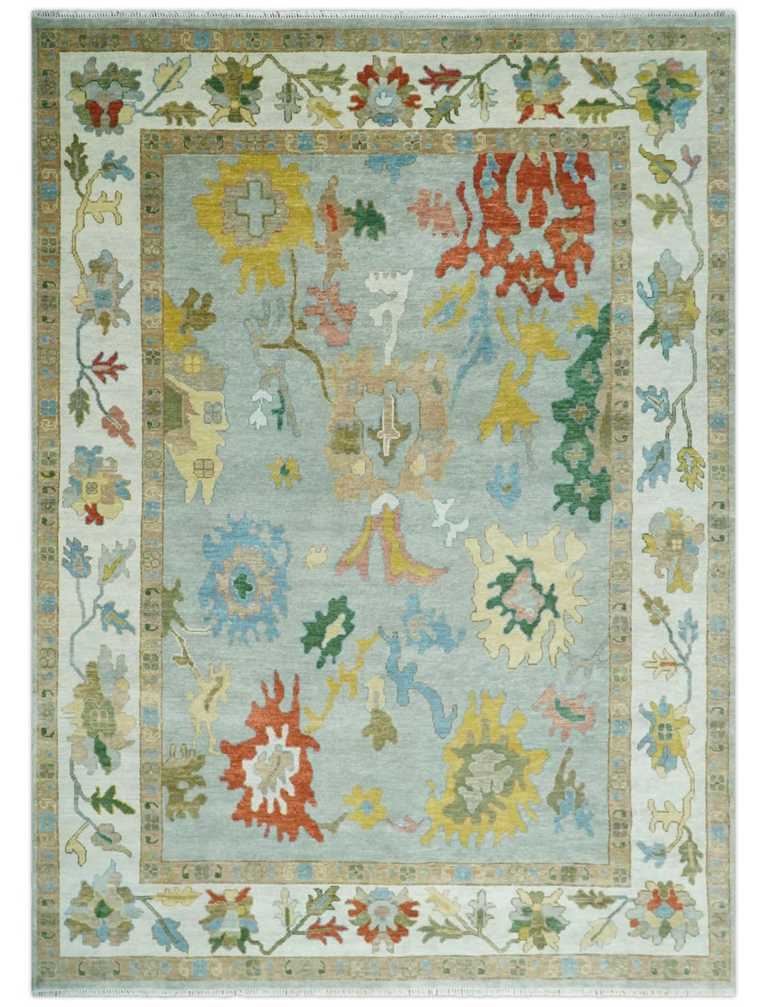 Hand Knotted Gray and Ivory Persian Turkish Oushak Wool Rug, 6x9, 8x10, 9x12, 10x14 and 12x15 | TRDCP1043 - The Rug Decor