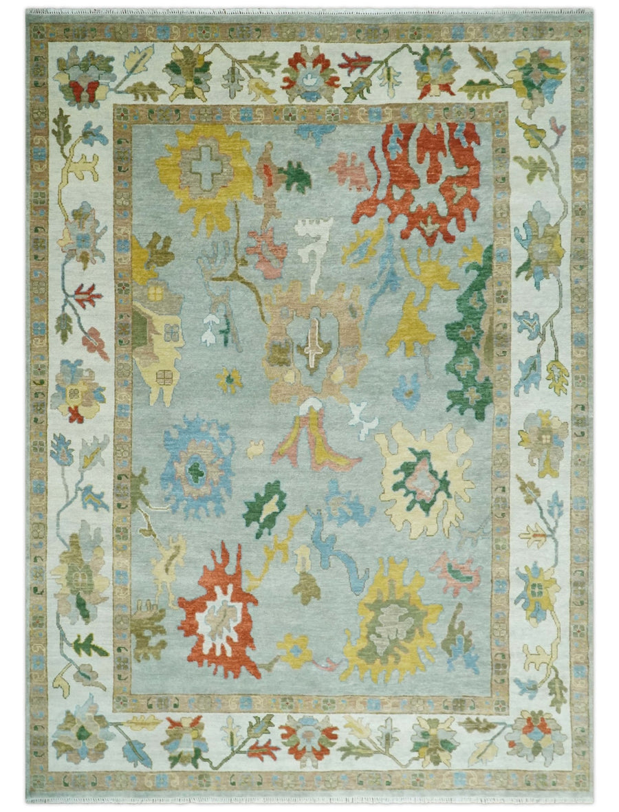 Hand Knotted Gray and Ivory Persian Turkish Oushak Wool Rug, 6x9, 8x10, 9x12, 10x14 and 12x15 | TRDCP1043 - The Rug Decor