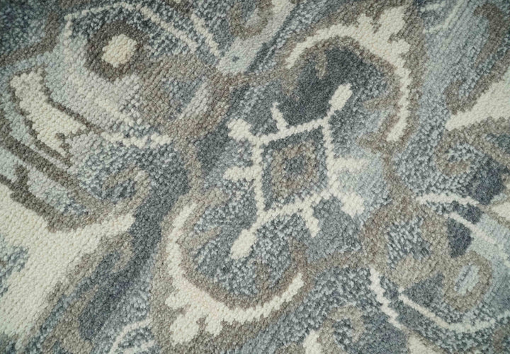 Hand Knotted Gray, Beige and Charcoal Traditional Persian Heriz Serapi Wool Area Rug, Kids, Living Room and Bedroom Rug | MEHK6 - The Rug Decor