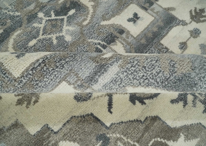 Hand Knotted Gray, Beige and Charcoal Traditional Persian Heriz Serapi Wool Area Rug, Kids, Living Room and Bedroom Rug | MEHK6 - The Rug Decor