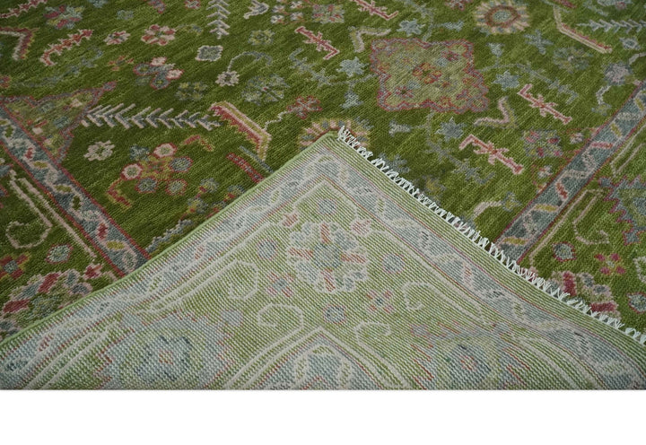Hand Knotted Green and Silver Traditional Multi Size Antique Wool Area Rug - The Rug Decor