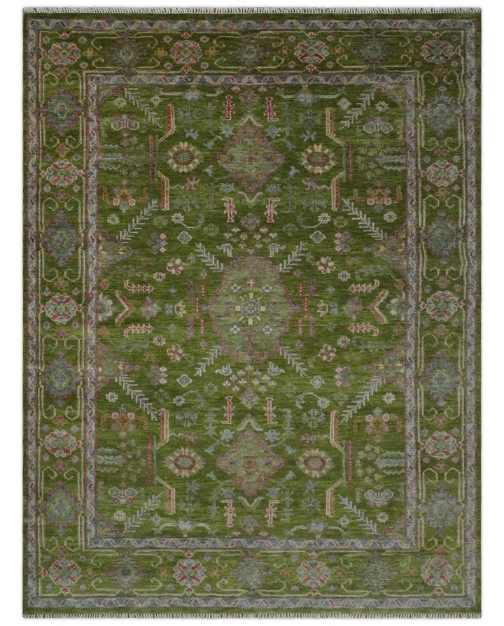 Hand Knotted Green and Silver Traditional Multi Size Antique Wool Area Rug - The Rug Decor