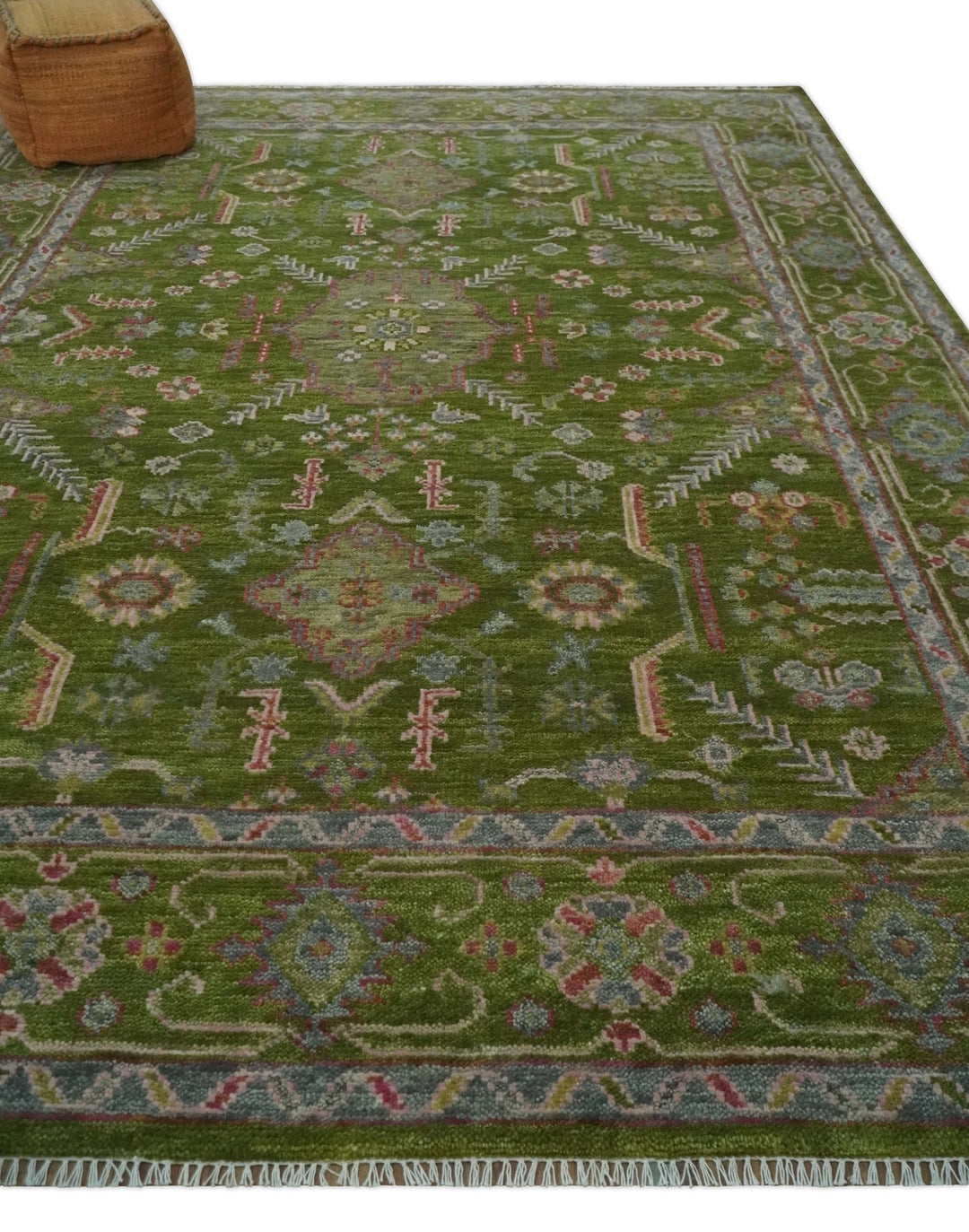Hand Knotted Green and Silver Traditional Multi Size Antique Wool Area Rug - The Rug Decor