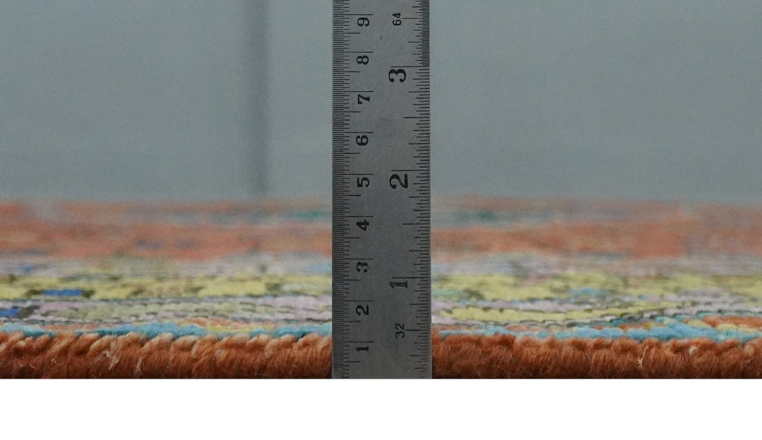 Hand Knotted Green, Rust, Yellow, Pink and Blue Traditional Floral 8x10 Wool Area Rug - The Rug Decor