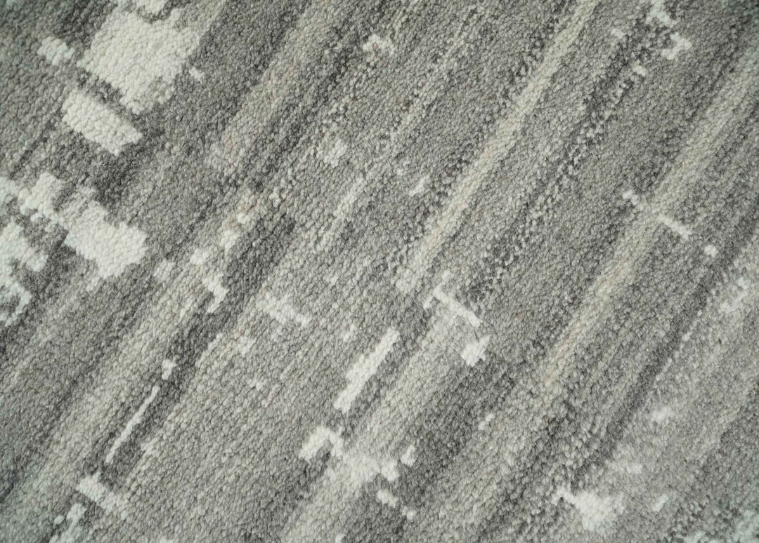 Hand Knotted Ivory and Charcoal Traditional Abstract Natural Wool Area Rug, Kids, Living Room and Bedroom Rug | MEHK9 - The Rug Decor