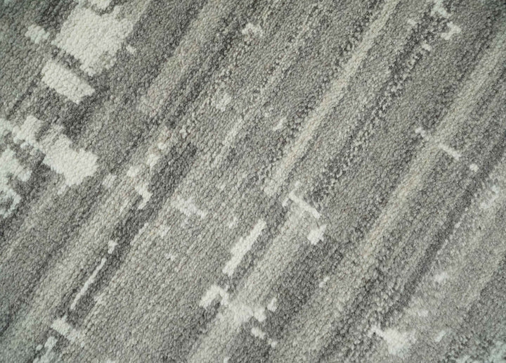 Hand Knotted Ivory and Charcoal Traditional Abstract Natural Wool Area Rug, Kids, Living Room and Bedroom Rug | MEHK9 - The Rug Decor