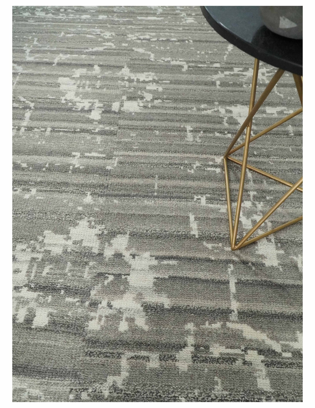 Hand Knotted Ivory and Charcoal Traditional Abstract Natural Wool Area Rug, Kids, Living Room and Bedroom Rug | MEHK9 - The Rug Decor