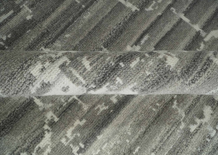 Hand Knotted Ivory and Charcoal Traditional Abstract Natural Wool Area Rug, Kids, Living Room and Bedroom Rug | MEHK9 - The Rug Decor